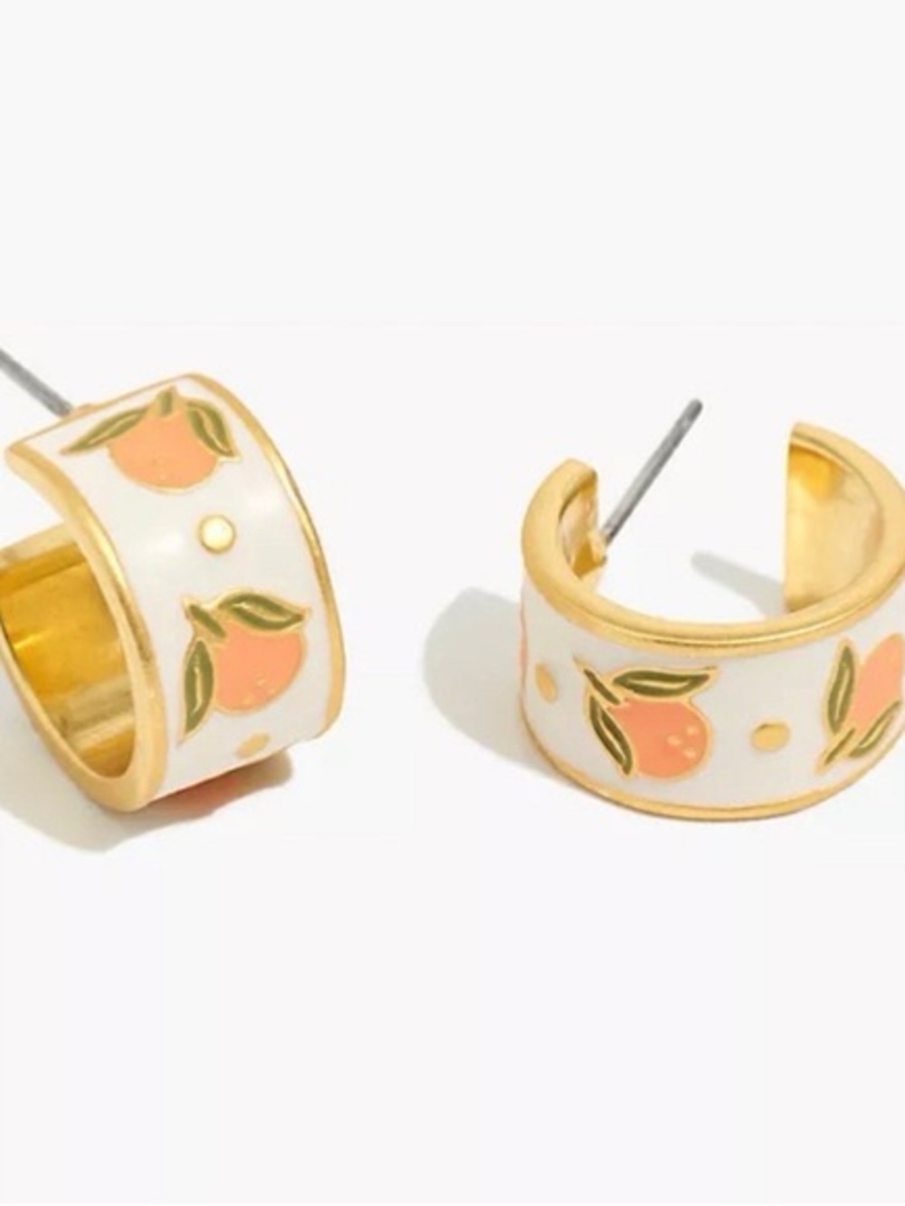 NEW Madewell | Clementine Fruit Gold Enamel Huggie Earrings